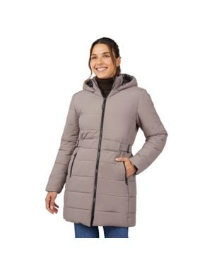 Free Country Cirrus Quilted Long Puffer Jacket - Brown