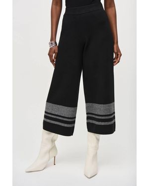 Joseph Ribkoff Striped Knit Pull On Culotte Pant - Black