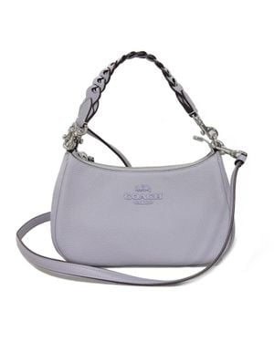 COACH Refined Pebble Leather Shoulder Bag - Gray