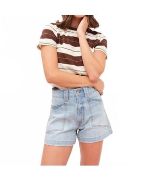 DAZE Valley Girl High Rise Patch Pocket Shorts - Blue