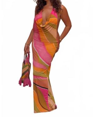 Never Fully Dressed Abstract Sabine Dress - Red
