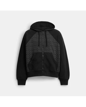 COACH Signature Full Zip Hoodie - Black
