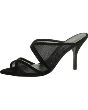 Stuart Weitzman Noche 85 Slide Slip On Pointed Open Toe Mule Sandals - Black