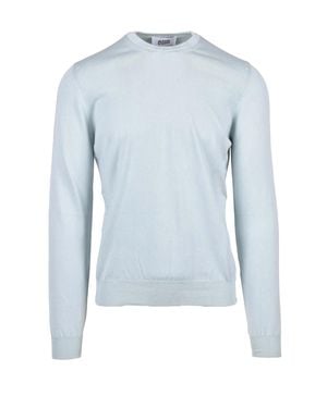Alpha Studio Classic Fit Cotton Crewneck Sweater - Blue