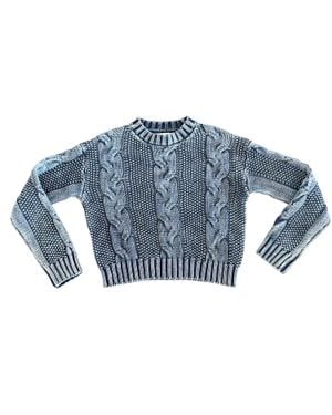 Tenly Girl's Knit Crop Sweater - Blue