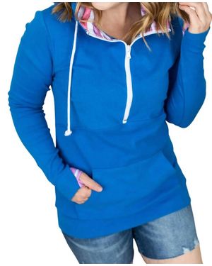 Michelle Mae Classic Halfzip Hoodie - Blue