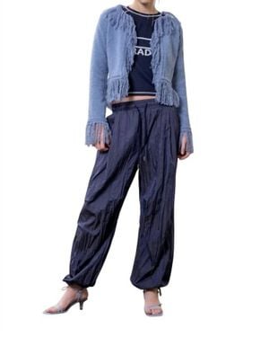 Moon River Fringe Sweater Cardigan - Blue