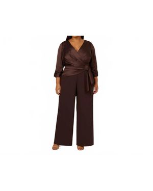 Adrianna Papell Halter Neck Full-Length Jumpsuit With Buckle Waist - Red