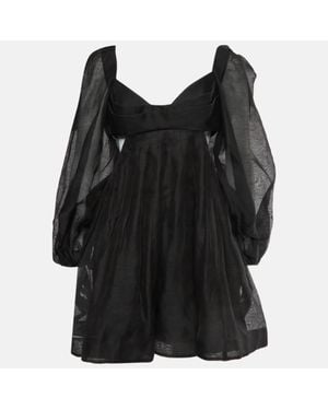 Zimmermann Linen Blend Harmony Bralette Mini Dress - Black