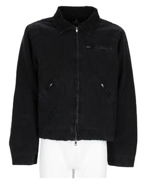 Represent Boxy Cropped Cotton Jacket - Black