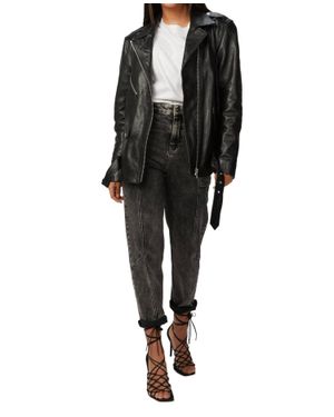 Zeynep Arcay Oversized Leather Biker Jacket - Black