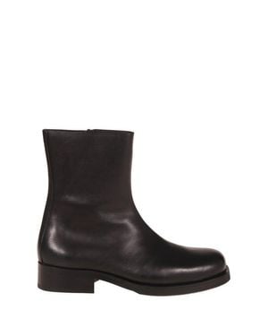 Our Legacy Ankle Boots With Smooth Leather Finish And Side Zipper - Black