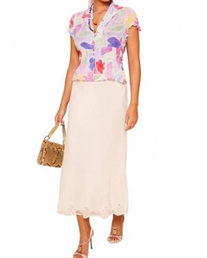 RIXO London Maelle Short Sleeve Top - White
