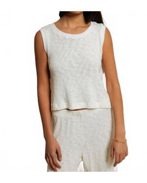 PERFECTWHITETEE Kala Summer Mesh Mock Neck Tank Top - Gray