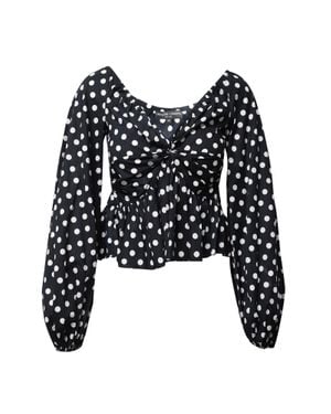 Caroline Constas Polka-Dot V-Neck Blouse - Black