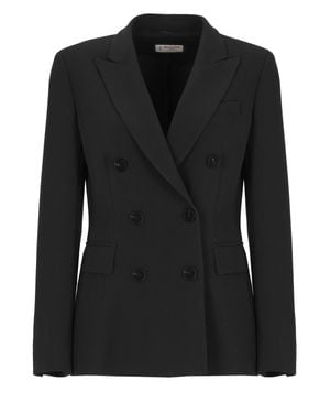 Alberto Biani Double-Breasted Classic Lapel Structured Jacket - Black