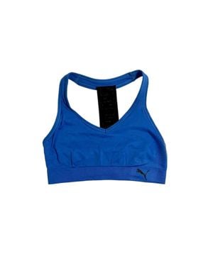 PUMA Racer Back Low Logo Sports Bra - Blue