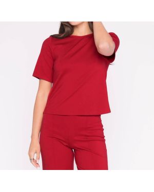 Ripley Rader Extended Ponte Knit Short Sleeve Top - Red
