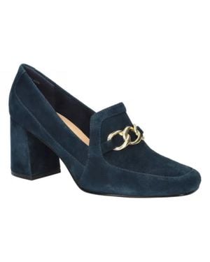 Bella Vita Tam Pumps Suede Square Toe Slip On Block Heel Gal2195 - Blue