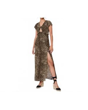 Oasis Tiger Print Slit Maxi Dress - Natural