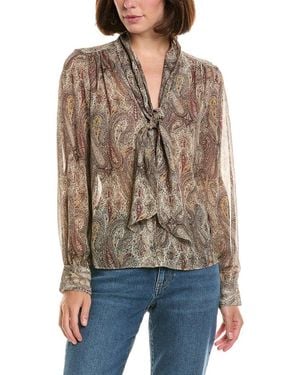 FRAME Frame The Paisley Silk Tie Blouse - White
