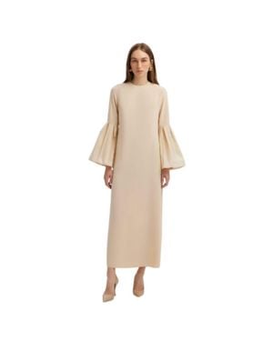 Touché Privé Taffeta Sleeve Detailed Maxi Dress - Natural