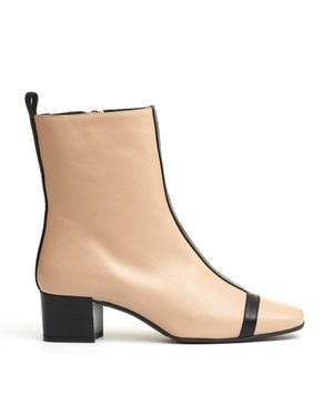 CAREL PARIS And Leather Ankle Boot 40Mm Heel - Natural