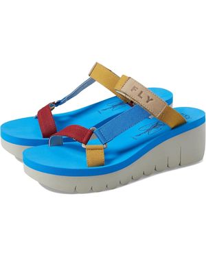 Fly London T-Strap Sandals Cloud Open Toe Platform Zogg2176 - Blue