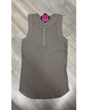 Crown Jewel Henley Crew Tank - Gray