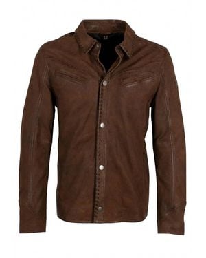Mauritius Cf Button Front Leather Jacket - Brown