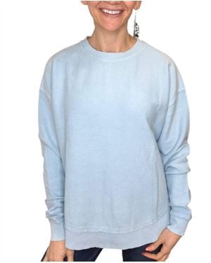 MOON RYDER Clara Round Bottom Corded Crew Sweatshirt - Blue