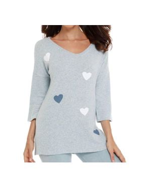 French Kyss Gabrielle Kashmira 3/4 Sleeve V-Neck Blouse - Gray