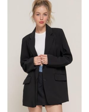 TRUEDAMES Long Slv Front Button Closure Blazer - Black
