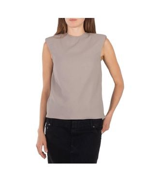Tibi Ladies Mink Chalky Drape Padded Shoulder Sleeveless Top, Size Xx-Small - Gray