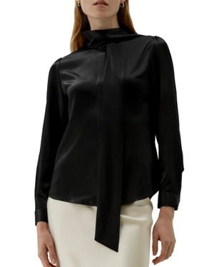 LILYSILK Bow-Tie Neck Silk Blous - Black