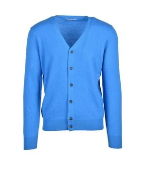 Kangra Merino Wool V-Neck Cardigan - Blue