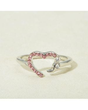 Fashnzfab Heart Semicolon Ring - Metallic