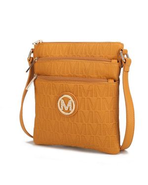 MKF Lennit Embossed M Signature Crossbody Bag - Orange