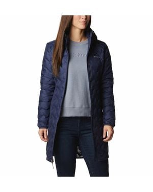 Columbia Delta Ridge Jacket Long Down Hooded Full Zip Kfc1070 - Blue