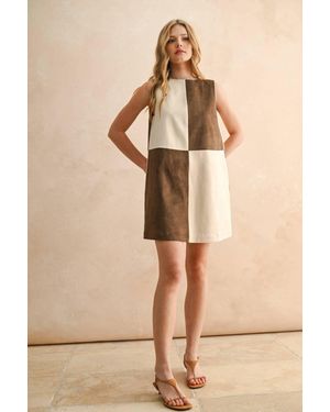 Miou Muse Color Block Shift Dress - Natural