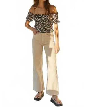 By Together Floral Smocked Crop Top - Natural
