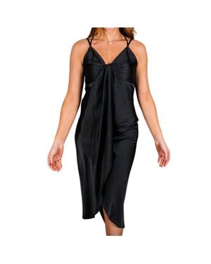 Skies Are Blue Unforgettable Memories Satin Midi Dress - Black