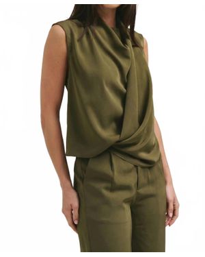 Faire Drop Cowl Neck Top - Green