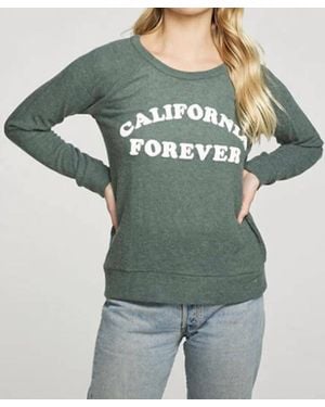Chaser Brand Rpet Knit Long Sleeve Raglan Pullover California Forever - Green