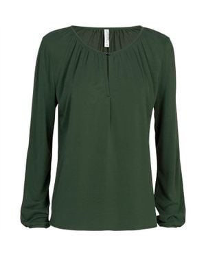 Summum Long Sleeve Gathered Top - Green