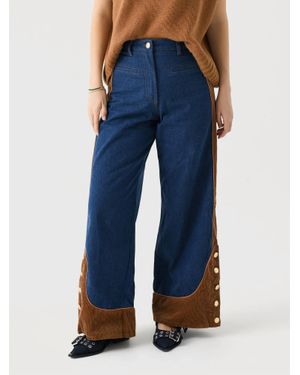 FARM Rio Western Denim Wide Low Waisted Pants - Blue