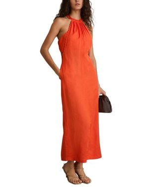 Reiss Erika Craft Stitch Linen-Blend Halter Dress - Red