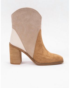 Ccocci Kendall Tri-Tone Heeled Bootie - Natural
