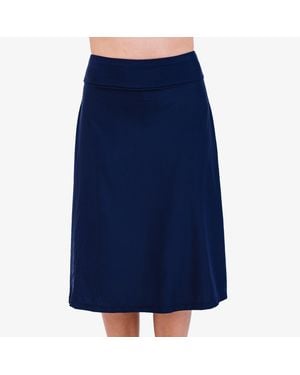 Calypsa Below The Knee Swim Skirt With Capri Leggings - Blue
