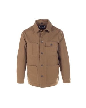 Schott Nyc Cotton Canvas Chore Jacket - Brown